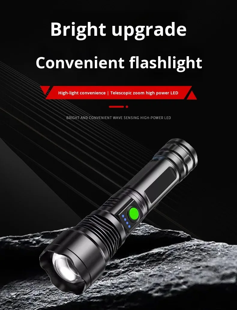 Strong Light LED Flashlight Outdoor Patrol & Night Fishing USB Charging Long Range Portable Handheld Lighting - Image 5