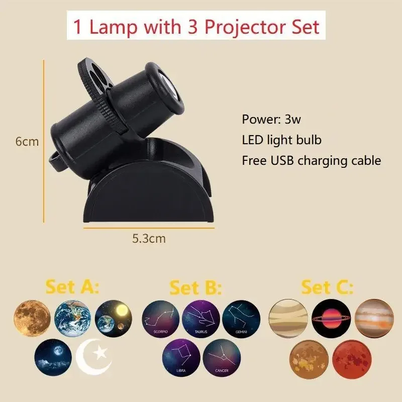 USB Moon Projection Lamp Planet Projector Replaceable LED Night Light Earth Constellation Background Atmosphere Wall Lamps - Image 6