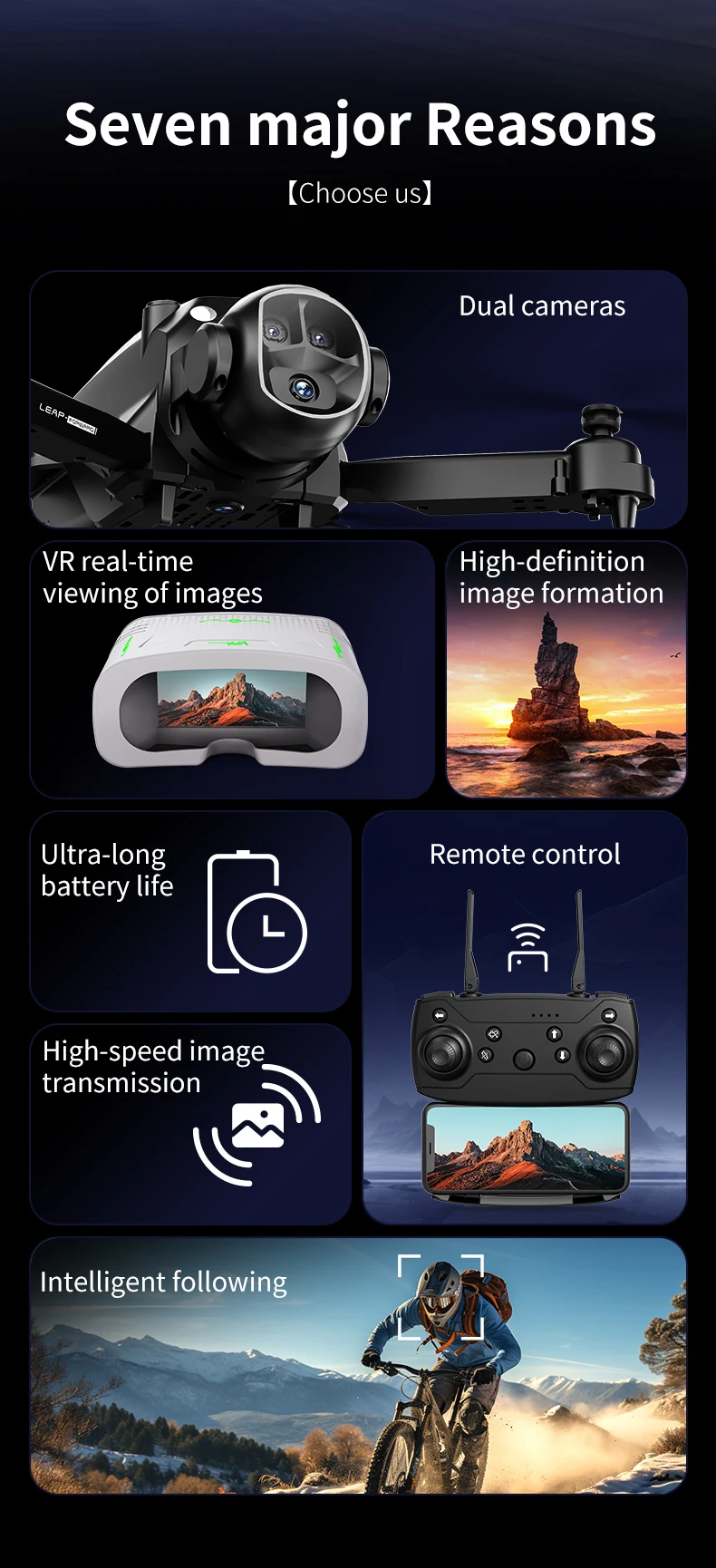 E4 Drone Dual Camera Quadcopter High Definition Remote Control Aircraft VR Glasses for Aerial Photography Long Endurance Picture - Image 3