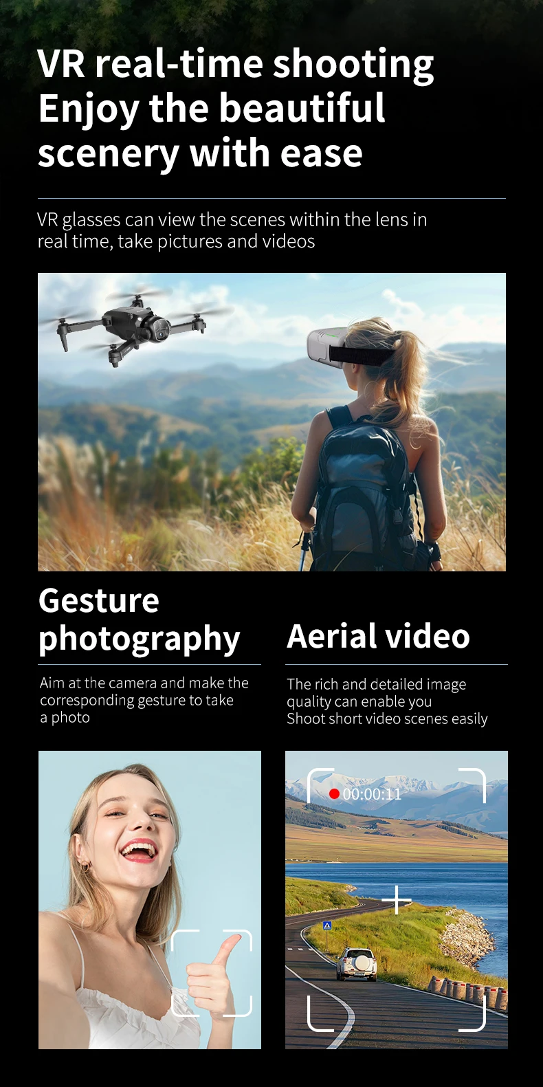 E4 Drone Dual Camera Quadcopter High Definition Remote Control Aircraft VR Glasses for Aerial Photography Long Endurance Picture - Image 5