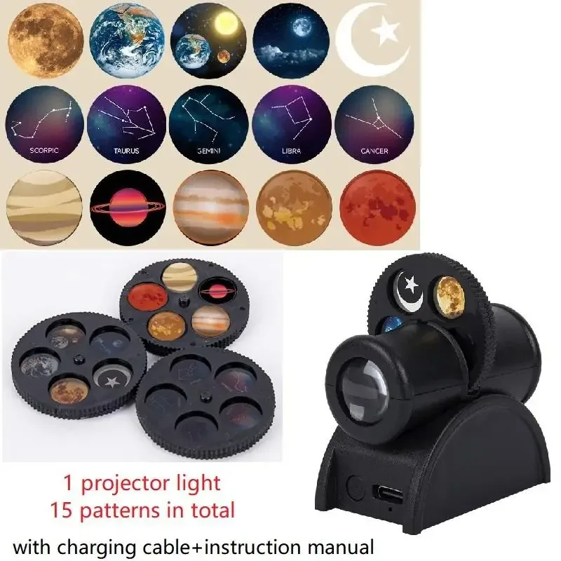 USB Moon Projection Lamp Planet Projector Replaceable LED Night Light Earth Constellation Background Atmosphere Wall Lamps - Image 2