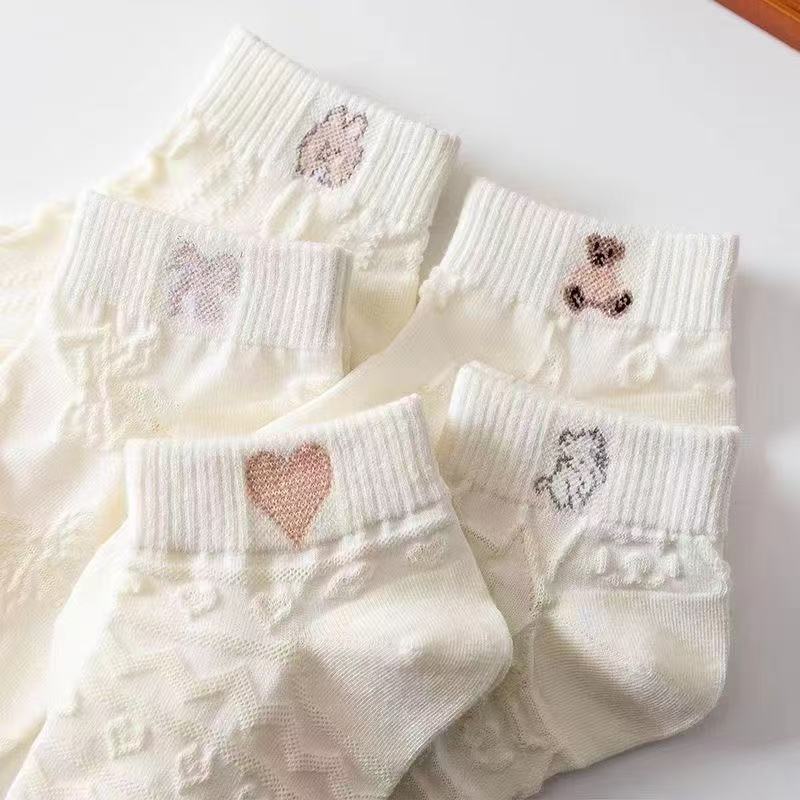 Women's Socks, Spring and Autumn Thin Style, Summer Breathable Short Socks for Girls, Sweat-Absorbent White Socks, Casual Versatile Socks from Zhuji - Image 2