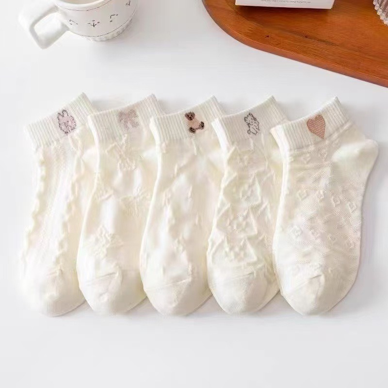 Women's Socks, Spring and Autumn Thin Style, Summer Breathable Short Socks for Girls, Sweat-Absorbent White Socks, Casual Versatile Socks from Zhuji - Image 3