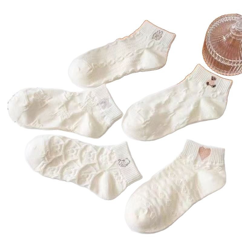 Women's Socks, Spring and Autumn Thin Style, Summer Breathable Short Socks for Girls, Sweat-Absorbent White Socks, Casual Versatile Socks from Zhuji - Image 5