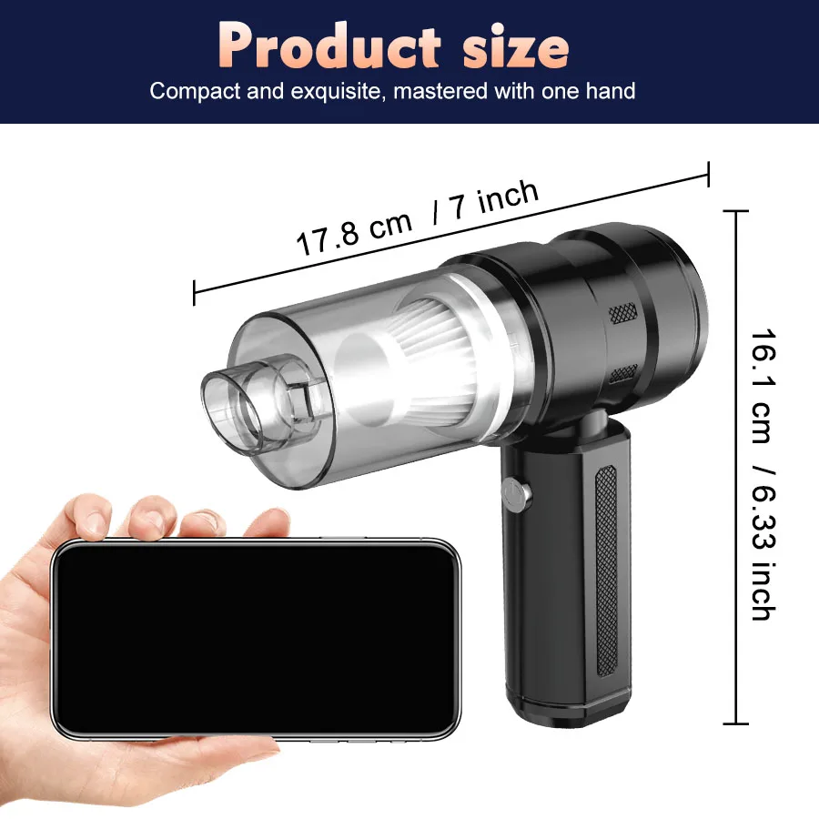 Wireless Handheld Vacuum Cleaner, Portable Car Vacuum Cleaner, Lightweight and Compact, Suitable for Car Interiors, Home, and Office