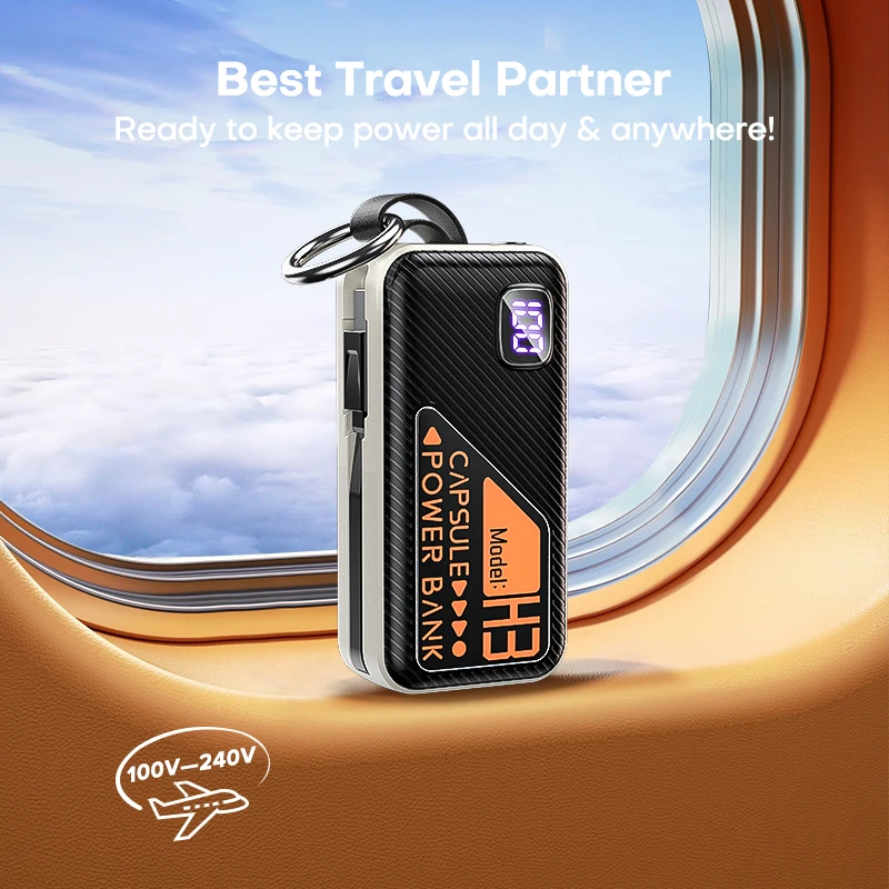 QOOVI Mini Powerbank 5000mah Built-in Cable PD 20W Portable Charger Fast Charging For iPhone 15 Samsung Xiaomi External Battery - Image 6