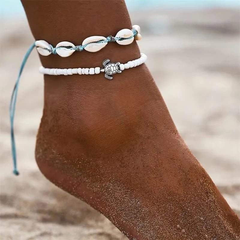 2/3pcs/set Beach Anklets for Women Pearl Beads Sunflower Pendants Foot Chains Bohemian Foot Accessories Summer Barefoot Chain - Image 12