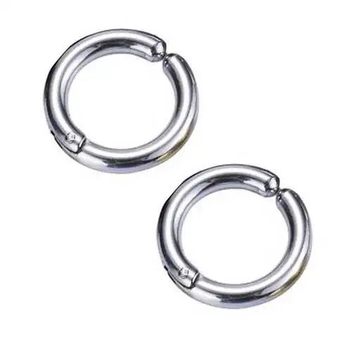 1 Pair No Pierced Fake Hoop Earrings Classic Punk Stainless Steel Circle Hoops Clip On Ear Earrings for Men Women Without Hole - Image 7