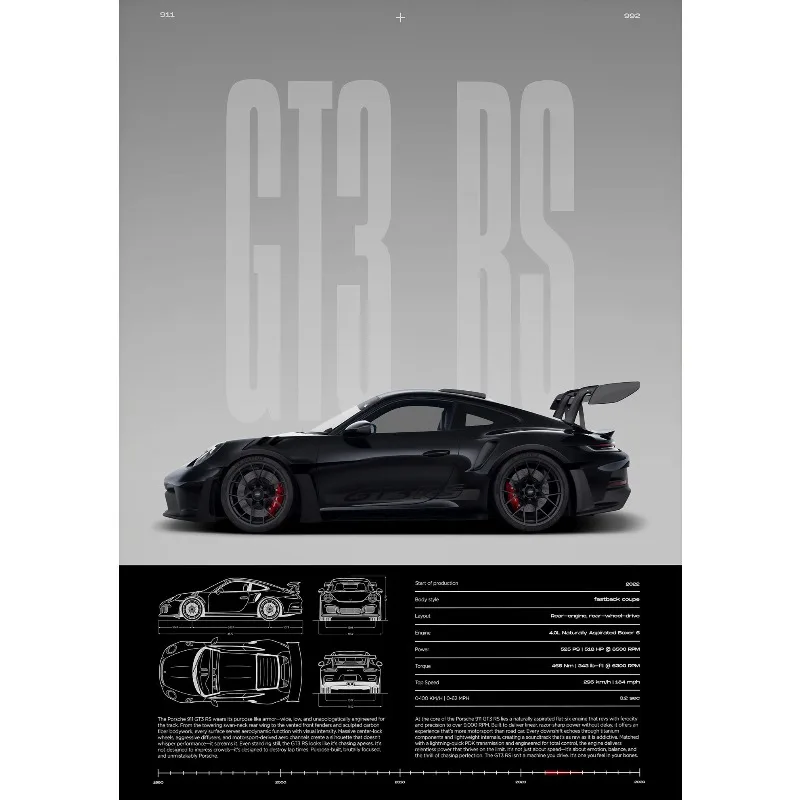 Minimalist Famous German Luxury Sports Car GT3-RS Supercar Poster Canvas Painting Wall Art Pictures Home Interior Decor - Image 13