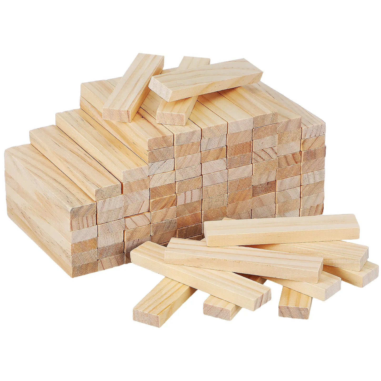 100Pcs Wooden Stacking Blocks Natural Solid Wood Building Set for Kids Toddlers Montessori Learning Fine Motor Skills Creative
