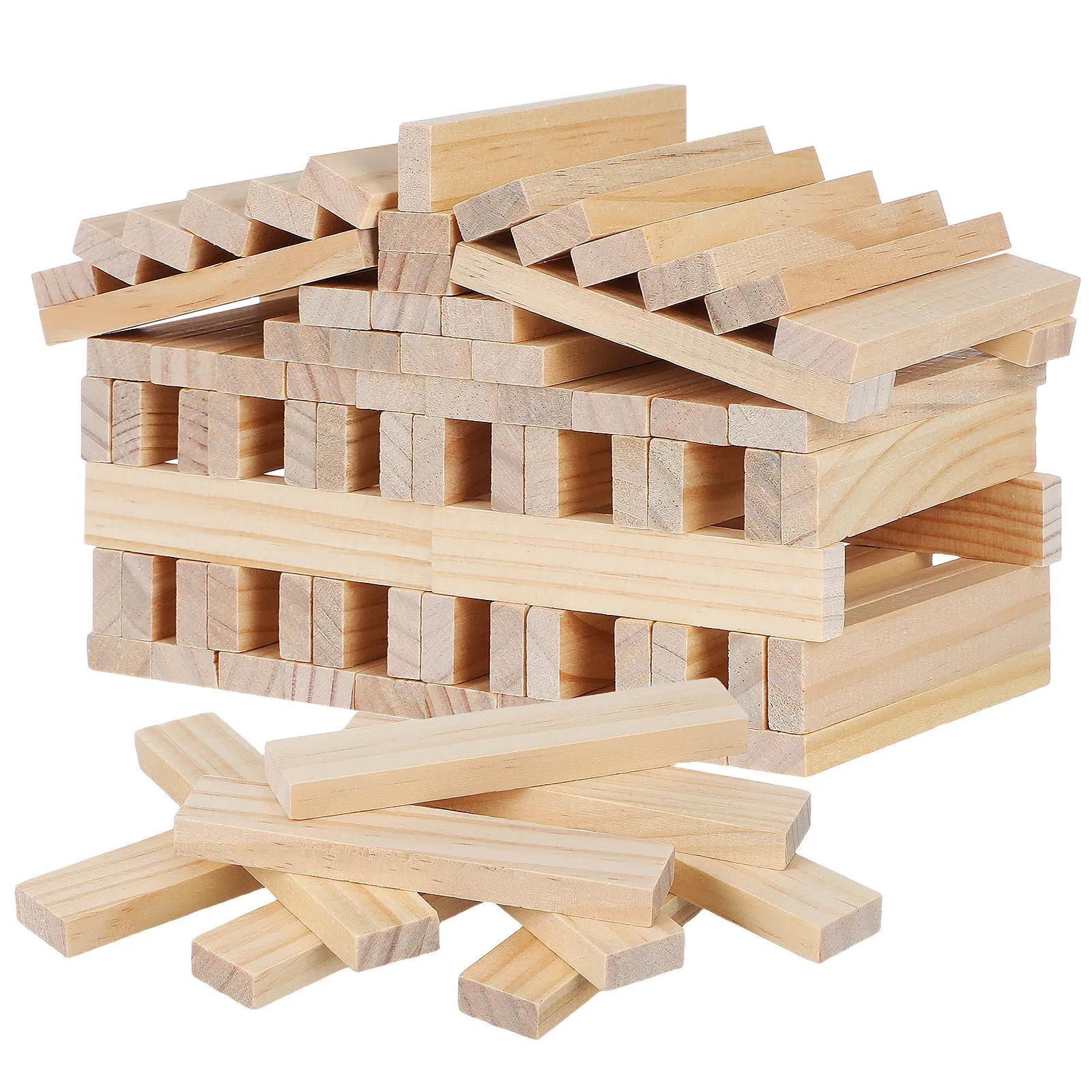 100Pcs Wooden Stacking Blocks Natural Solid Wood Building Set for Kids Toddlers Montessori Learning Fine Motor Skills Creative - Image 4