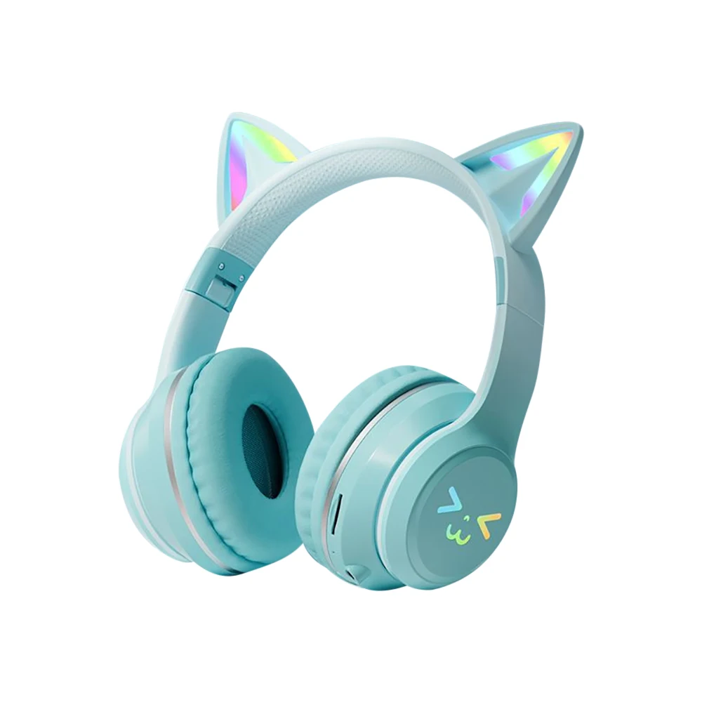 Gradient wireless Headphones RGB cute cat ear Bluetooth Earphones with microphone Stereo Music Game Earphone Girls Kids Gifts - Image 9