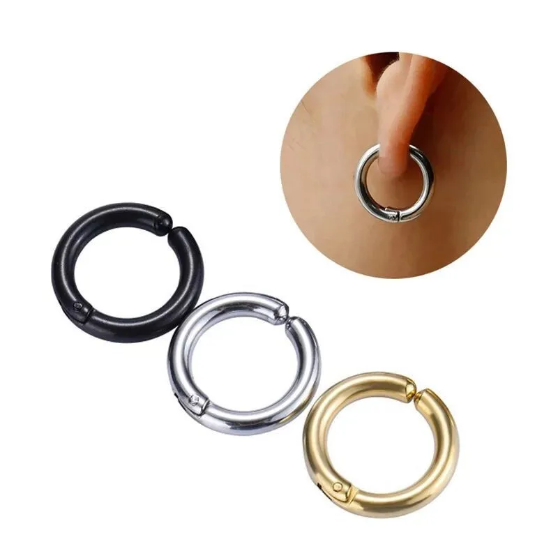 1 Pair No Pierced Fake Hoop Earrings Classic Punk Stainless Steel Circle Hoops Clip On Ear Earrings for Men Women Without Hole - Image 3