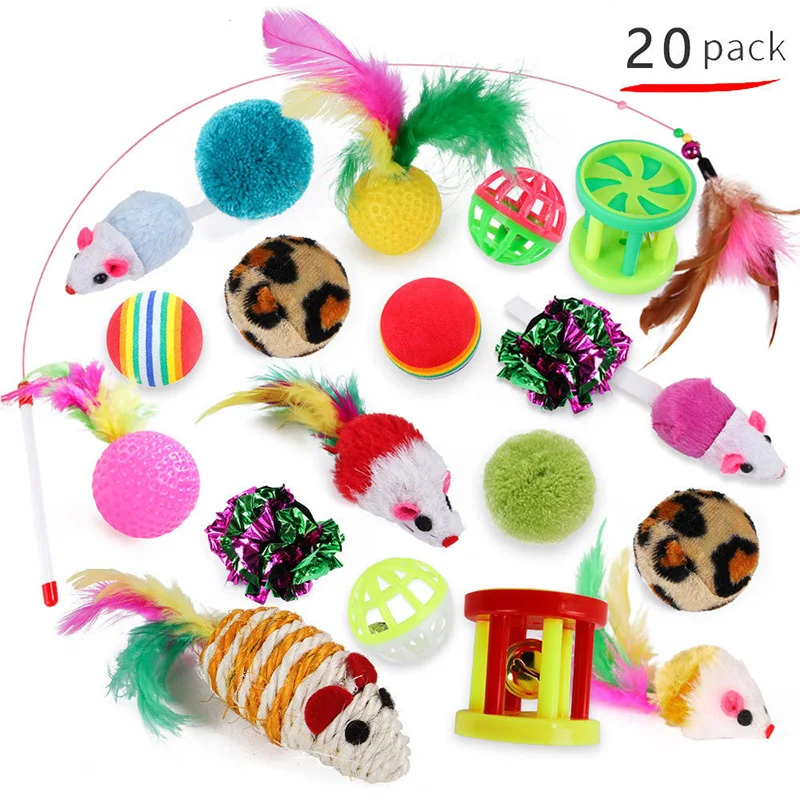 Kitten Toys Variety Pack-Pet Cat Toys Combination Set Cat Toy Funny Cat Stick Sisal Mouse Bell Ball Cat Supplies - Image 2