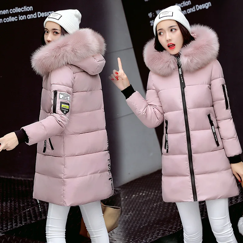 Women Parkas Hooded Long Sleeve Fur Collar Solid Thick Midi Parka Zipper Pockets Casual Warm Coat Outerwear Winter 2024 - Image 3