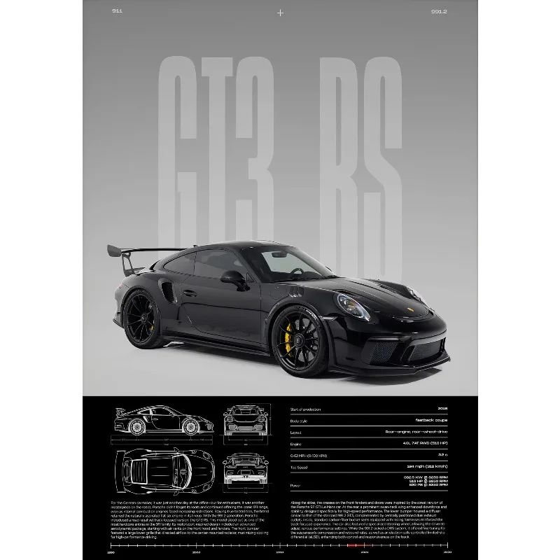 Minimalist Famous German Luxury Sports Car GT3-RS Supercar Poster Canvas Painting Wall Art Pictures Home Interior Decor - Image 11