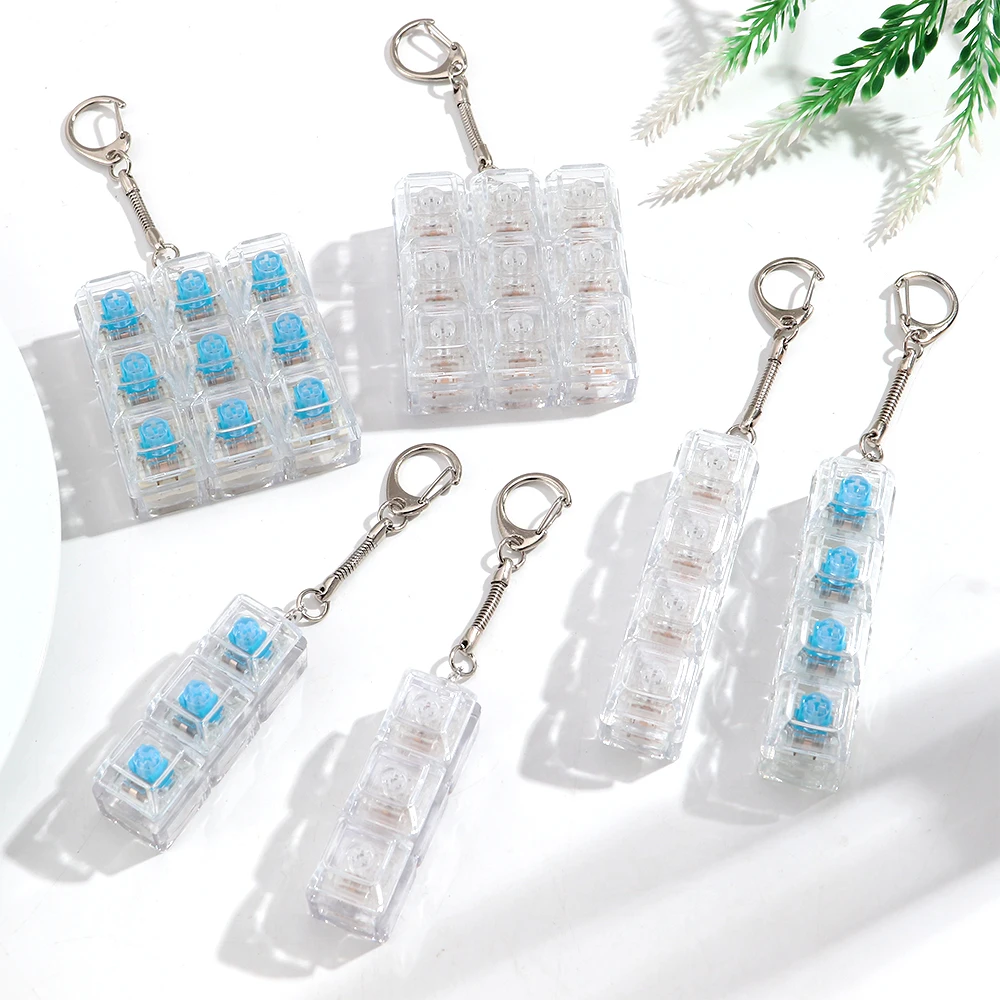3/4/9 Keys Keyboard Keychain Stress-Relief Toys Clicking Keyboard Toy Keycap Keyring Jewelry Gifts for Friends - Image 2