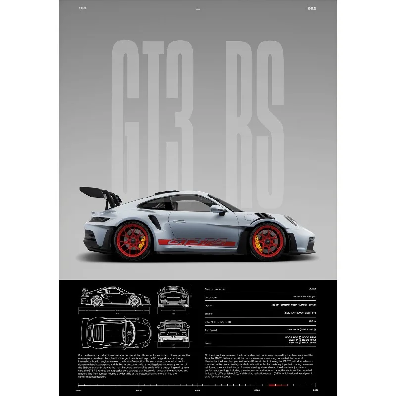 Minimalist Famous German Luxury Sports Car GT3-RS Supercar Poster Canvas Painting Wall Art Pictures Home Interior Decor - Image 10