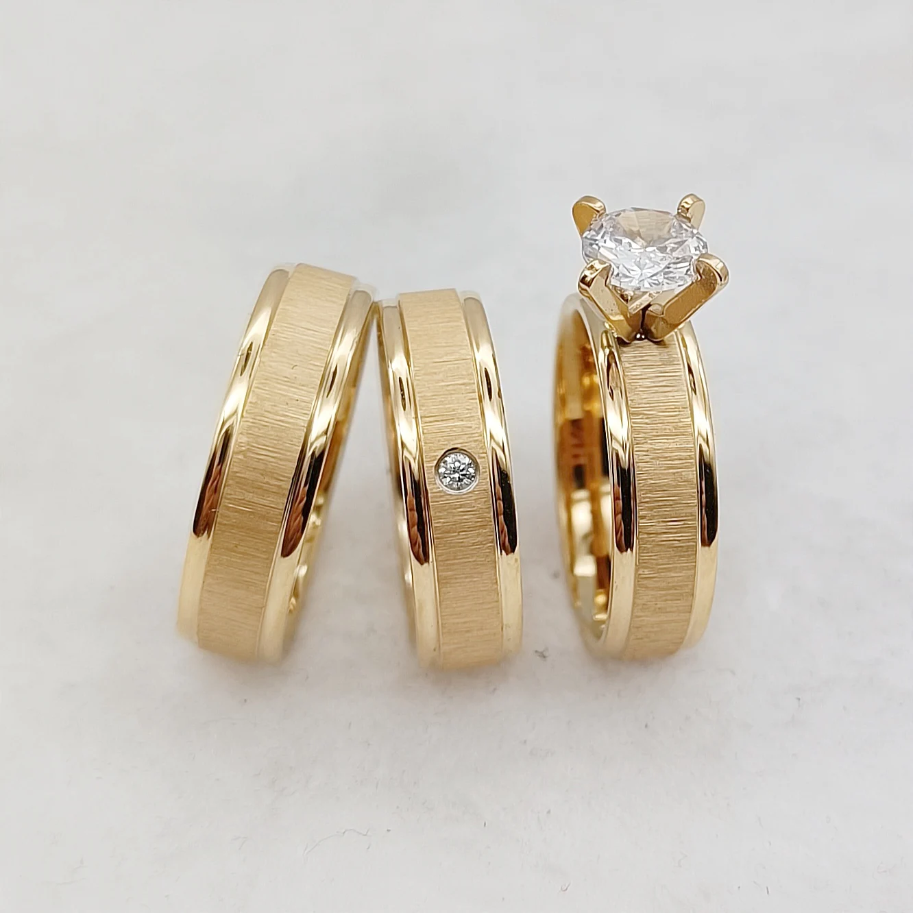 3pcs Wedding Engagement Rings Sets For Men and Women Bridal Lover Alliances 24k Gold Plated Jewery Marriage Couples Ring - Image 7