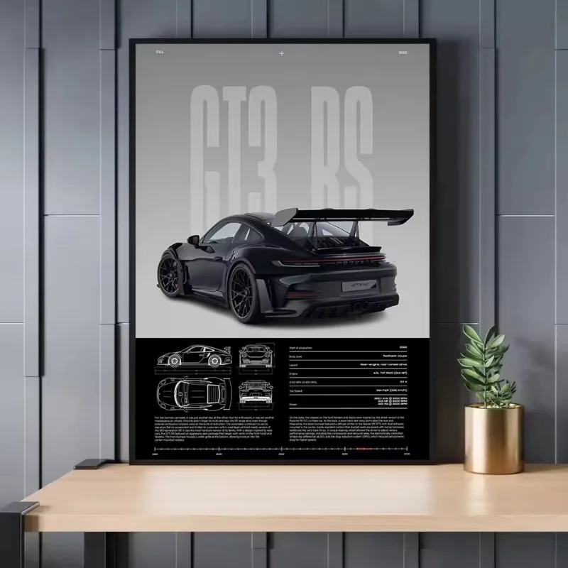 Minimalist Famous German Luxury Sports Car GT3-RS Supercar Poster Canvas Painting Wall Art Pictures Home Interior Decor - Image 4