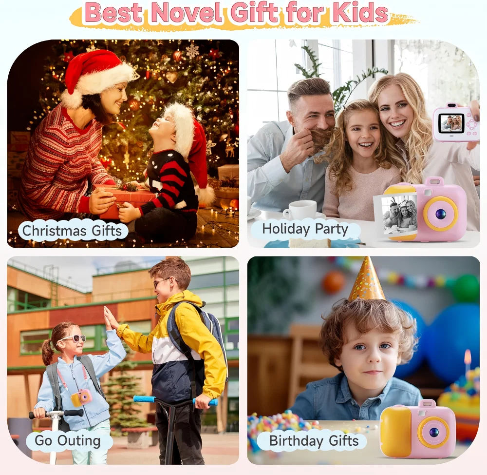 Instant Printing Camera Toys For Children Girls 12MP 1080P Digital Camera LED Fill Light 16X Thermal Zoom With 32GB TF Card Type C Educational Toys - Image 7