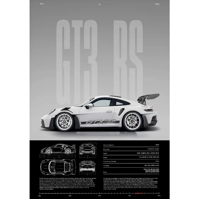 Minimalist Famous German Luxury Sports Car GT3-RS Supercar Poster Canvas Painting Wall Art Pictures Home Interior Decor - Image 9
