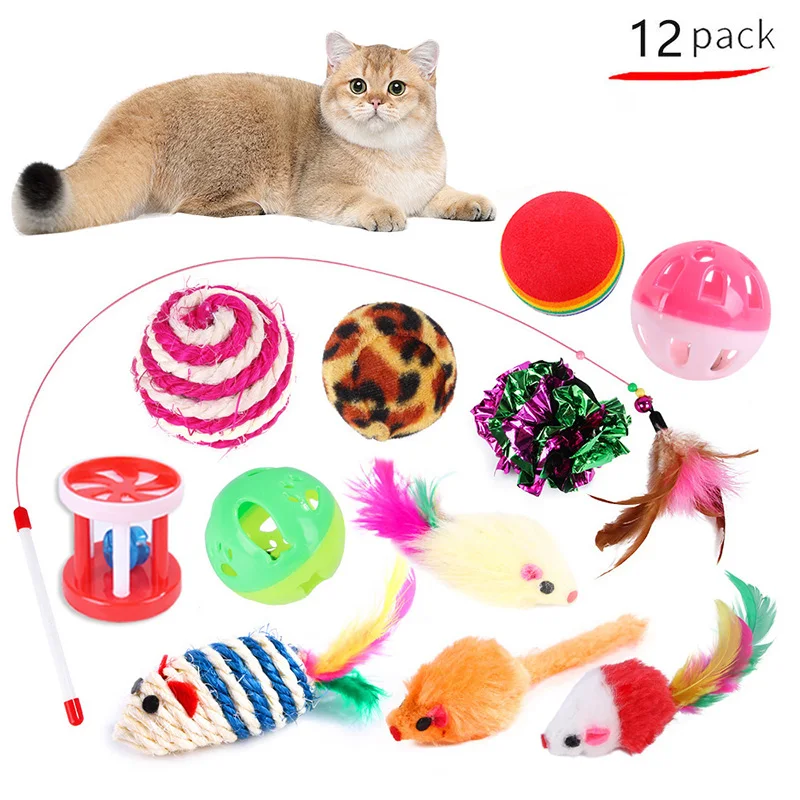 Kitten Toys Variety Pack-Pet Cat Toys Combination Set Cat Toy Funny Cat Stick Sisal Mouse Bell Ball Cat Supplies - Image 3