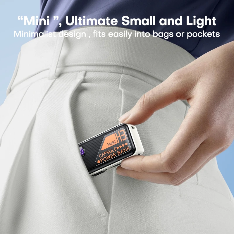 QOOVI Mini Powerbank 5000mah Built-in Cable PD 20W Portable Charger Fast Charging For iPhone 15 Samsung Xiaomi External Battery - Image 5