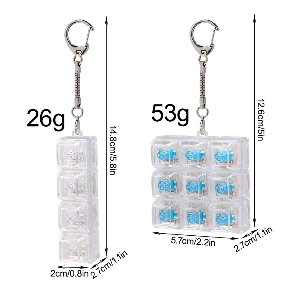 3/4/9 Keys Keyboard Keychain Stress-Relief Toys Clicking Keyboard Toy Keycap Keyring Jewelry Gifts for Friends - Image 3