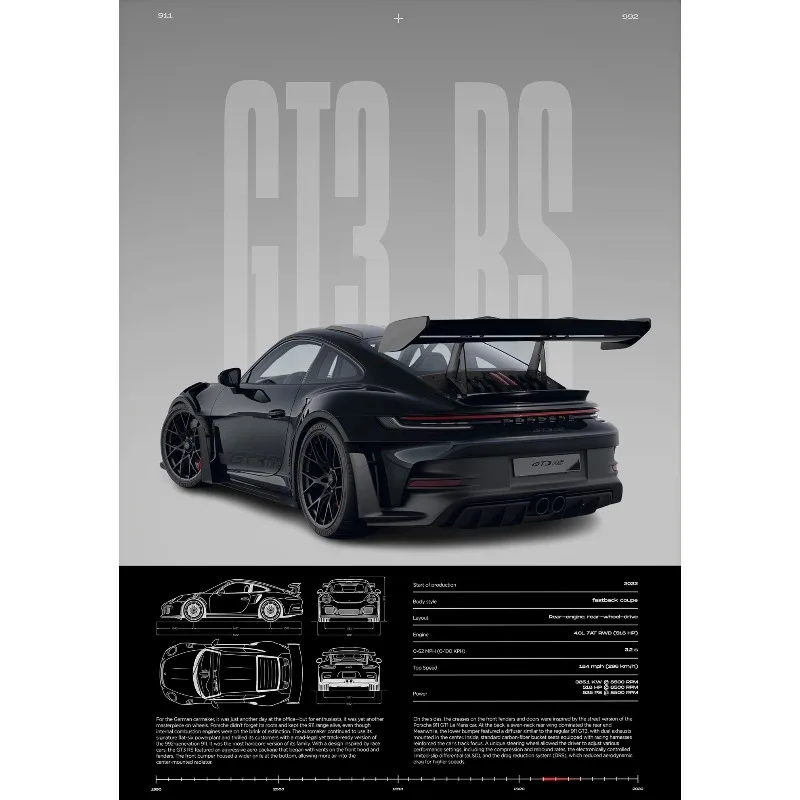 Minimalist Famous German Luxury Sports Car GT3-RS Supercar Poster Canvas Painting Wall Art Pictures Home Interior Decor - Image 12