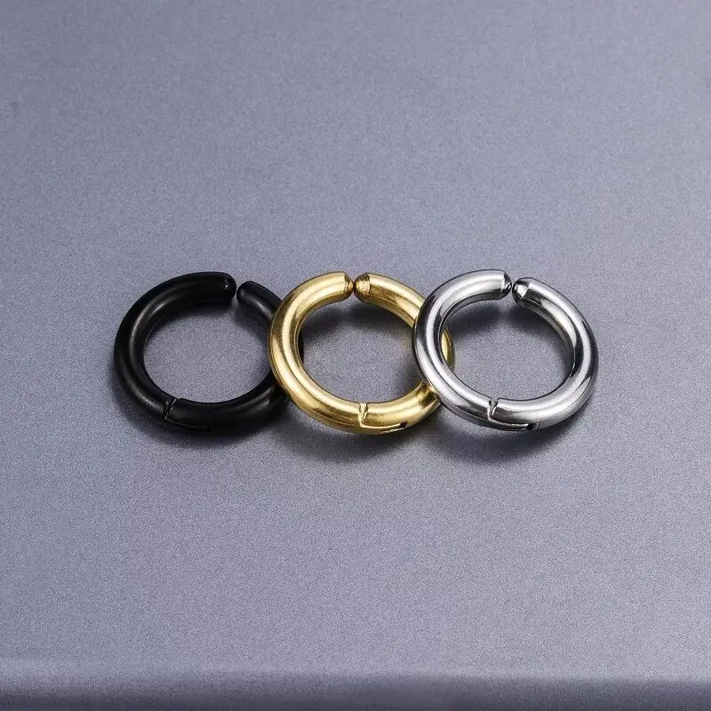 1 Pair No Pierced Fake Hoop Earrings Classic Punk Stainless Steel Circle Hoops Clip On Ear Earrings for Men Women Without Hole - Image 5